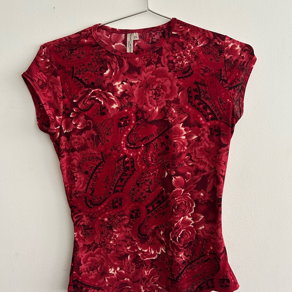 Vintage Susan Lawrence Red Floral Blouse